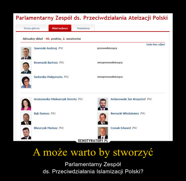 A może warto by stworzyć – Parlamentarny Zespółds. Przeciwdziałania Islamizacji Polski? 