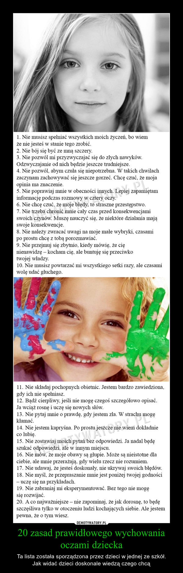20 zasad prawidłowego wychowania oczami dziecka