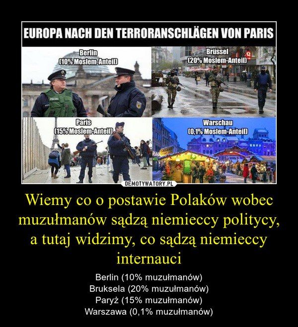 Wiemy co o postawie Polaków wobec muzułmanów sądzą niemieccy politycy, a tutaj widzimy, co sądzą niemieccy internauci
