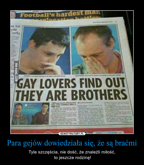 Para gejów dowiedziała się, że są braćmi