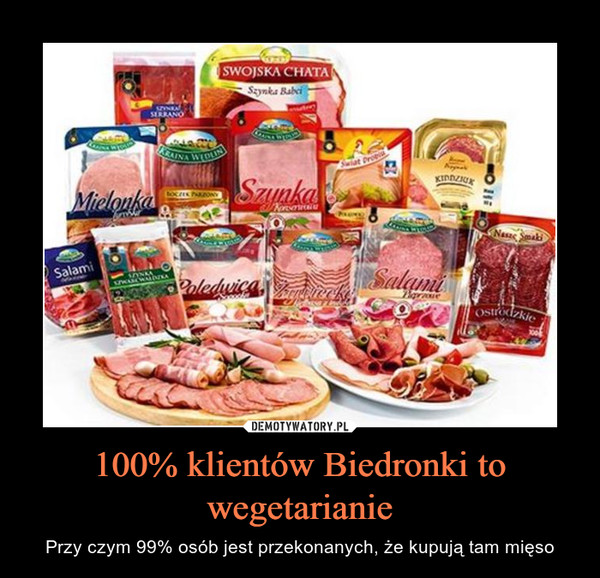 100% klientów Biedronki to wegetarianie – Przy czym 99% osób jest przekonanych, że kupują tam mięso 