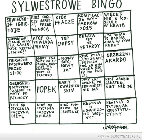 Sylwestrowe bingo