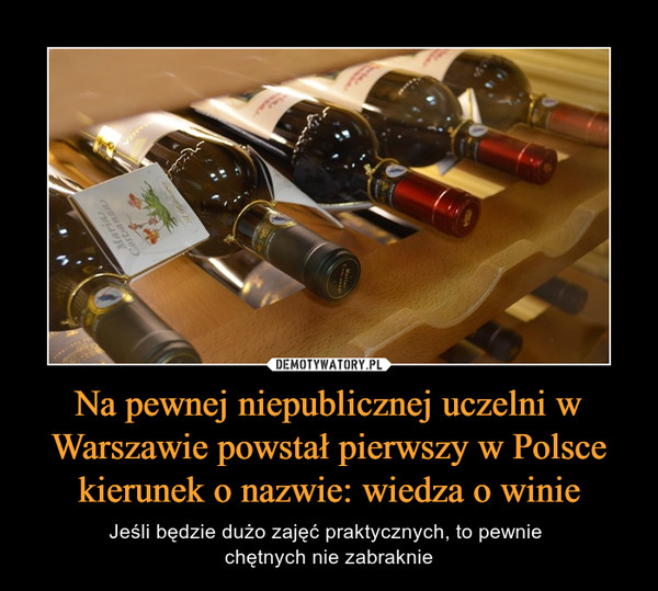 Na pewnej niepublicznej uczelni w Warszawie powstał pierwszy w Polsce kierunek o nazwie: wiedza o winie