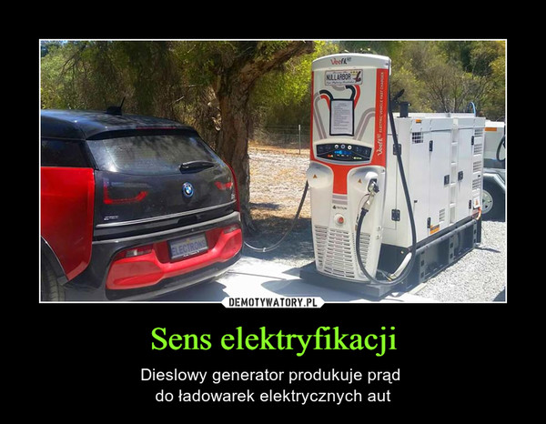 Sens elektryfikacji – Dieslowy generator produkuje prąd do ładowarek elektrycznych aut 