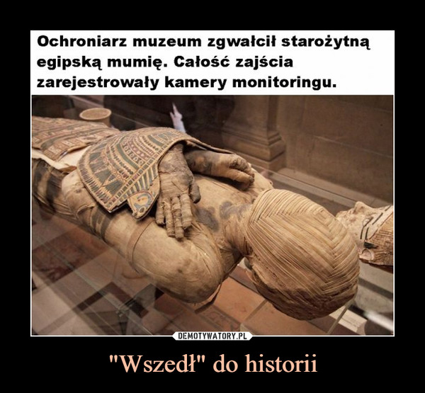 "Wszedł" do historii –  Ochroniarz muzeum zgwałcił starożytną egipską mumię. Całość zajścia zarejestrowały kamery monitoringu