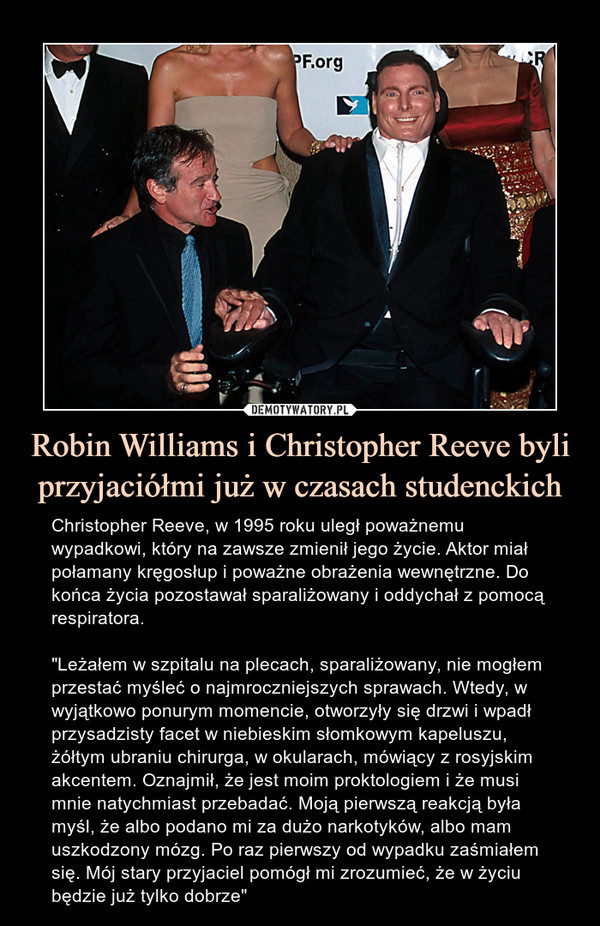 Robin Williams i Christopher Reeve byli przyjaciółmi już w czasach studenckich
