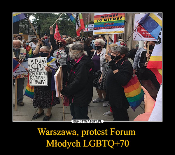 Warszawa, protest Forum Młodych LGBTQ+70 –  
