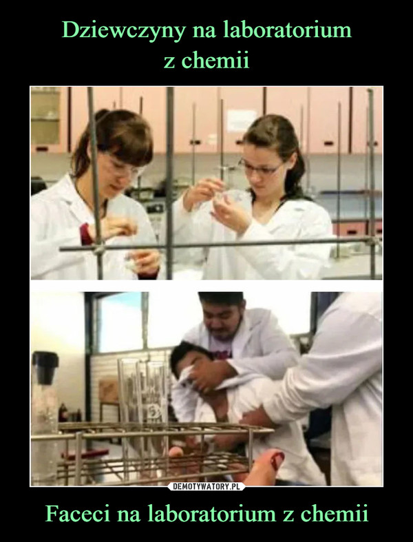 Faceci na laboratorium z chemii –  