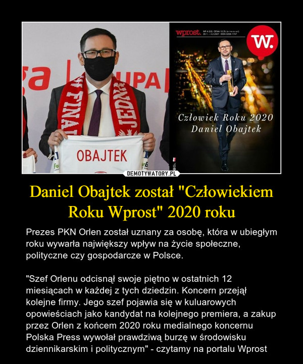 Daniel Obajtek został "Człowiekiem Roku Wprost" 2020 roku