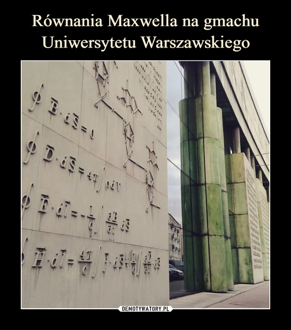 Równania Maxwella na gmachu Uniwersytetu Warszawskiego