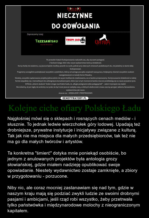 Kolejne ciche ofiary Polskiego Ładu