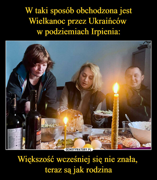 W taki sposób obchodzona jest Wielkanoc przez Ukraińców 
w podziemiach Irpienia: Większość wcześniej się nie znała, 
teraz są jak rodzina