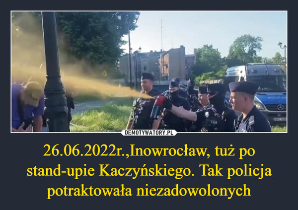 26.06.2022r.,Inowrocław, tuż po stand-upie Kaczyńskiego. Tak policja potraktowała niezadowolonych