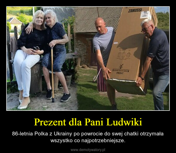 Prezent dla Pani Ludwiki – 86-letnia Polka z Ukrainy po powrocie do swej chatki otrzymała wszystko co najpotrzebniejsze. 