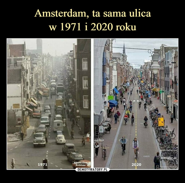  –  Amsterdam, ta sama ulica w 1971 i 20201971AmsterdamArchives2020Maschlijper.nltoday