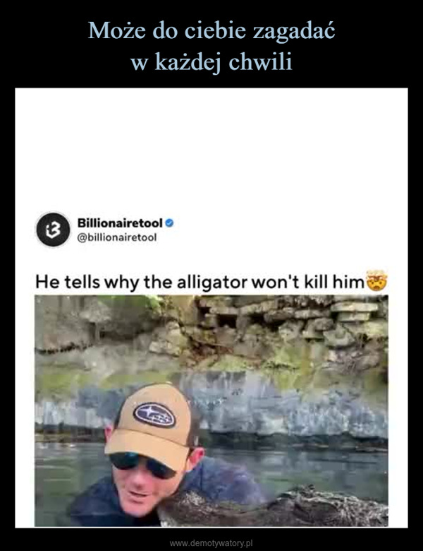  –  Billionairetool@billionairetoolHe tells why the alligator won't kill him3
