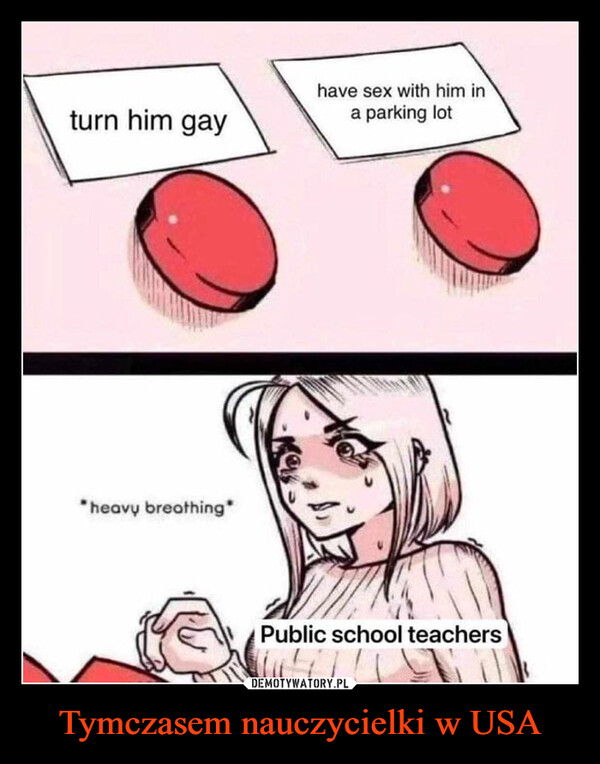 Tymczasem nauczycielki w USA –  turn him gay"heavy breathing*have sex with him ina parking lotPublic school teachers